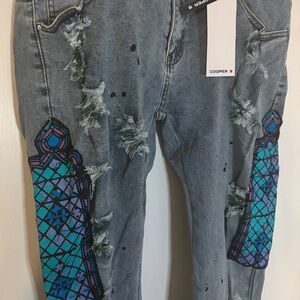 Cooper 9 "Temple" Stack Jeans in a gray wash.  Size 36